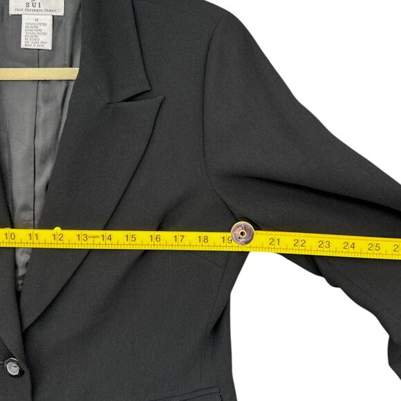 Justin Taylor For SUI Vintage Black Notched Lapel Blazer 2-Button Jacket Size 10 - Picture 5 of 6